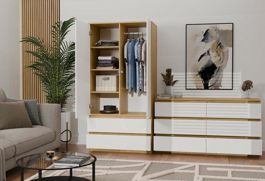 Komód Musecalo 6 120 (artisan tölgy + fehér)