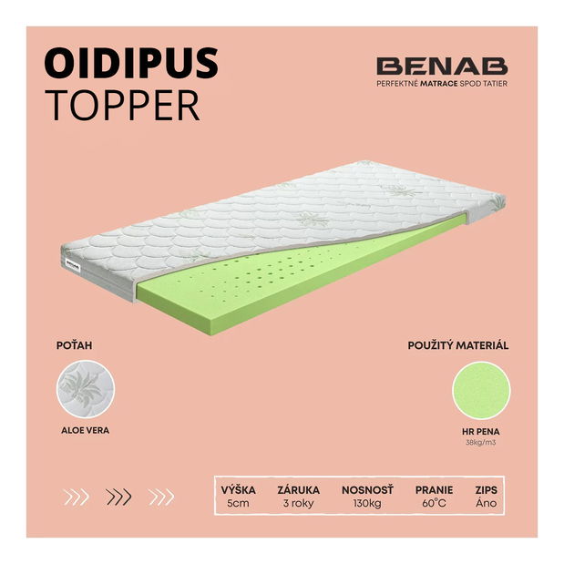Vrchný matrac / Topper Benab Oidipus Atypický rozmer (cena za 1 m2) (T3)