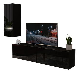 Obývacia stena Bladmont (čierna + čierny lesk)