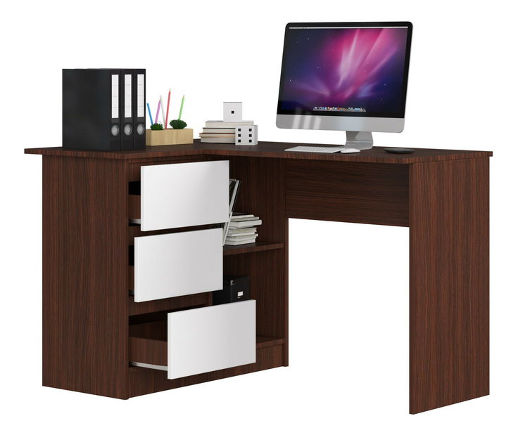 Kutni PC stolić Bodhi (wenge + bijela) (L)