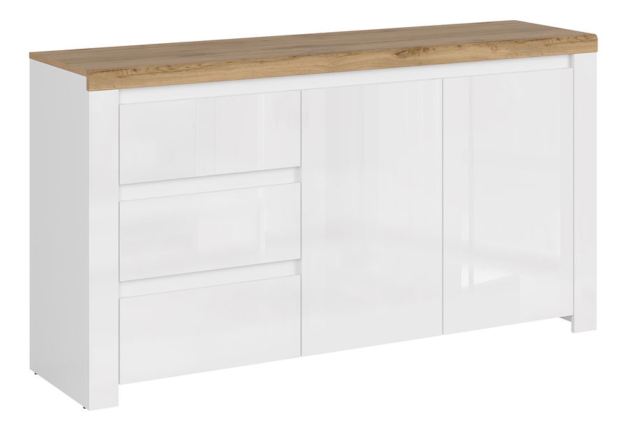 Komoda Vina (bijela sjajna + hrast wotan)