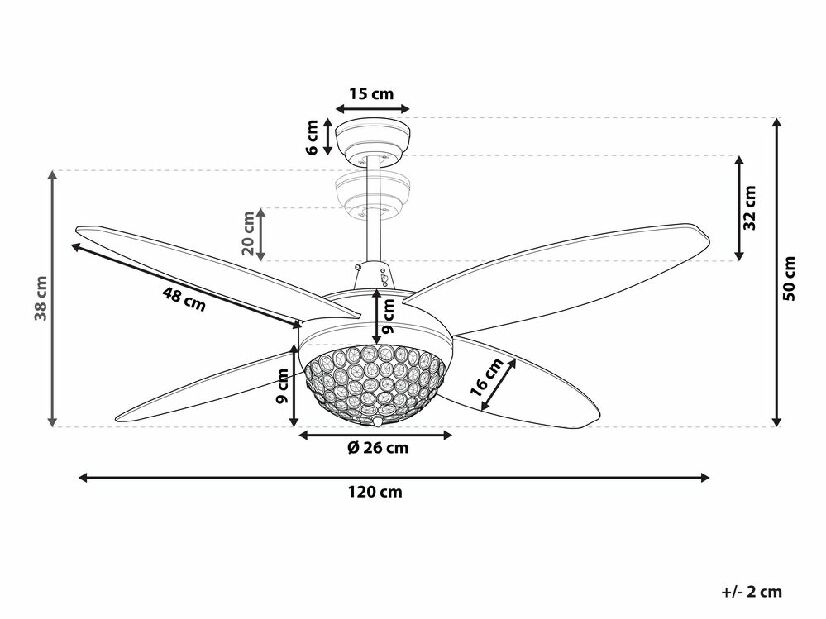 Stropný ventilátor so svetlom Zabrina (strieborná) 
