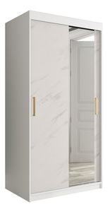 Dulap de haine 100 cm Marbelo T2 (mat alb + marmură albă)