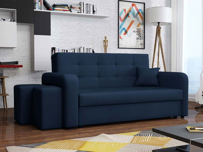 Sofa s tabureima Candy III (tamnoplava)