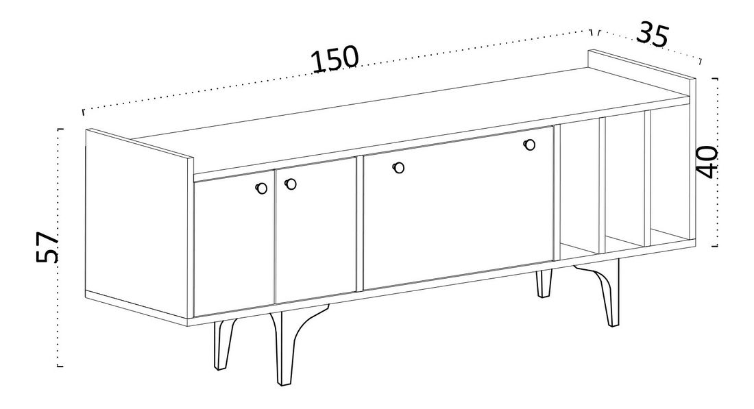 TV asztal/szekrény Aliex 2 (zafír tölgy)