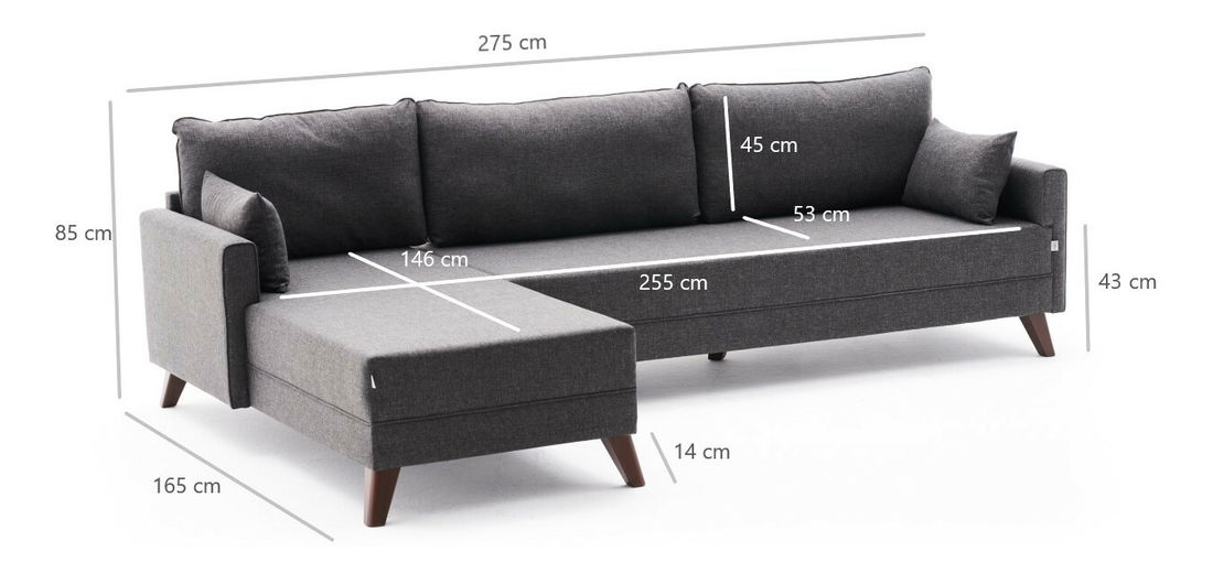 Sofa na razvlačenje Bellina 1 (antracit) (L)