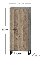 Ormar za garderobu Bennie (siva + pješčani hrast)