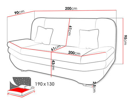 Sofa na razvlačenje Lehti (plava + siva) (s prostorom za odlaganje)