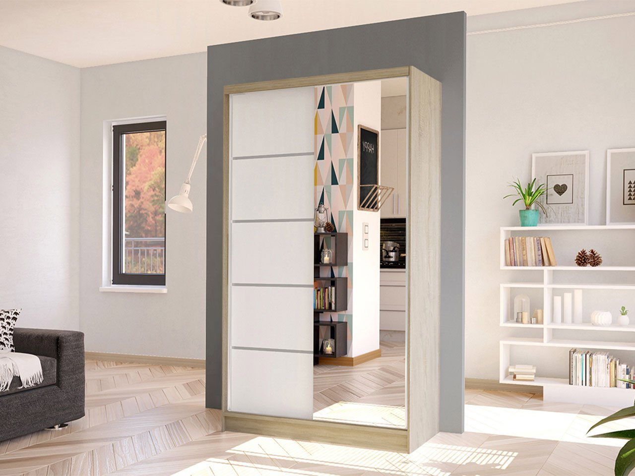 Dulap de haine Master III (sonoma + alb)