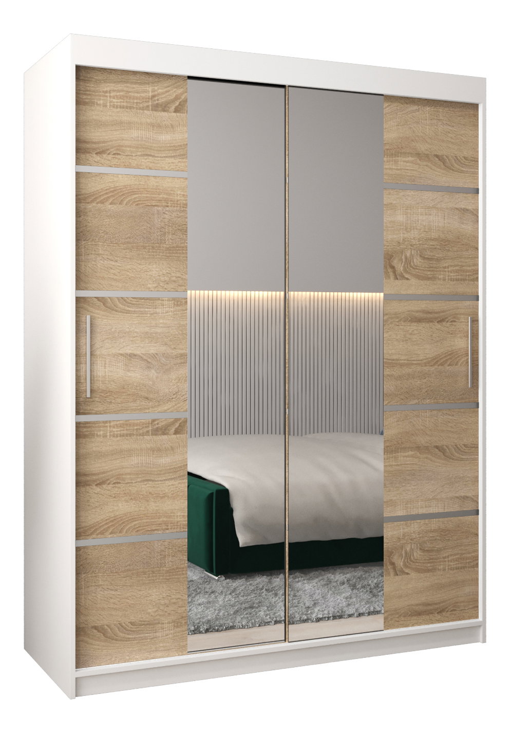 Šatníková skriňa 150 cm Verika 4 150 (biela + dub sonoma)