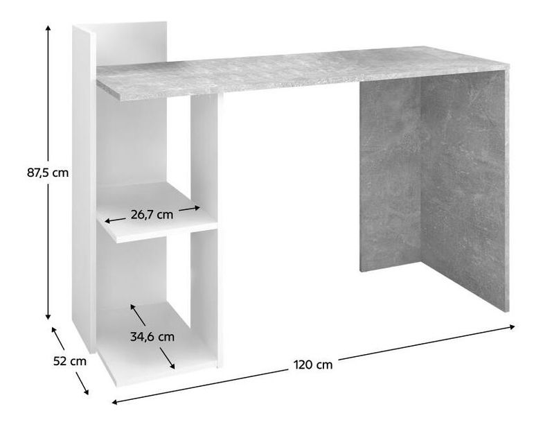 PC asztal Alamein (beton + fehér) 