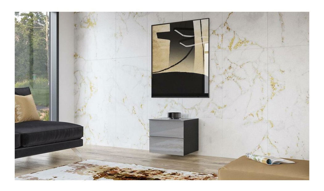 Falra szerelhető TV asztal Henry Typ 38 (szürke + magasfényű szürke)