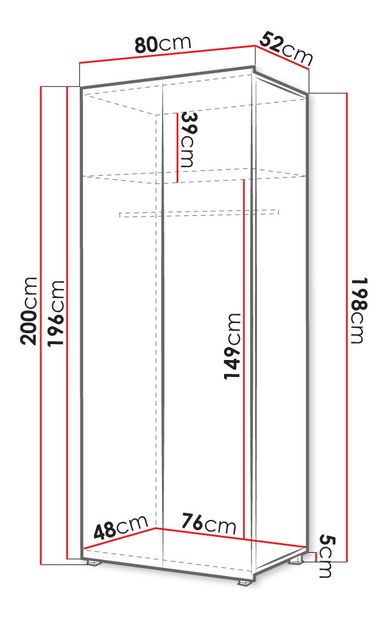 Dulap de haine Brolani BR09 (Negru + lucios negru) 