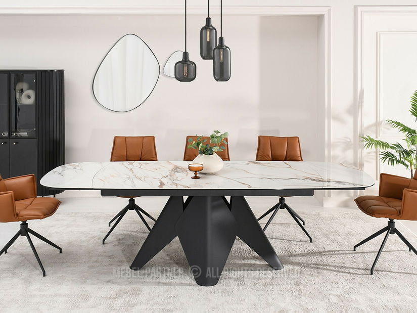 Masă sufragerie Noruega (marmură + negru)