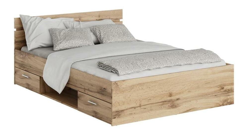 Manželská posteľ 140 cm Michigin (dub wotan) (s úložným priestorom)