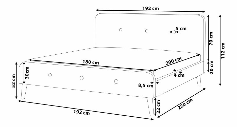 Franciaágy 180 cm ROME (ágyráccsal) (bézs)