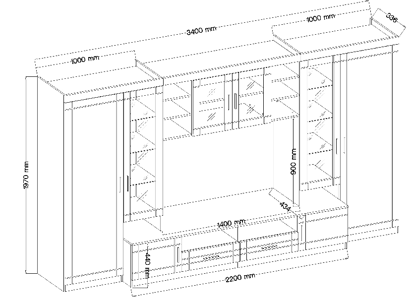 Mobilier living Porton (Stejar sonoma) (fără iluminat)