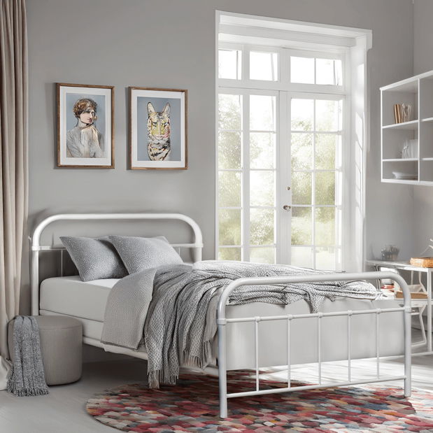 Metalni krevet 120 cm Pavot (bijela) (s podnicom)