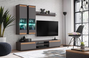 Mobilier living Marc 29 ANWT MD (antracit + stejar wotan) (cu iluminat)