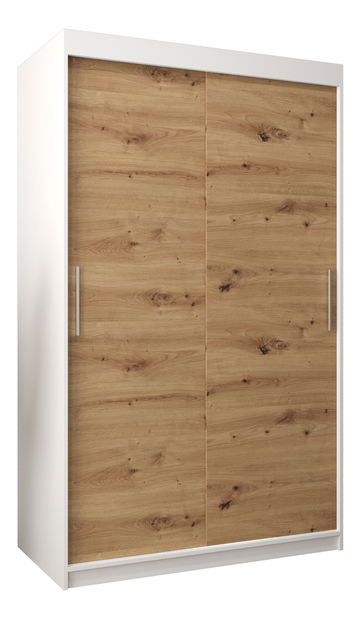 Šatníková skriňa 120 cm Toki (Biela matná + Dub artisan)