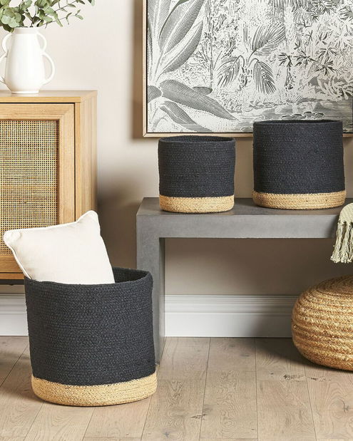 Set 3 ks úložných košov Benicio (béžová + čierna)