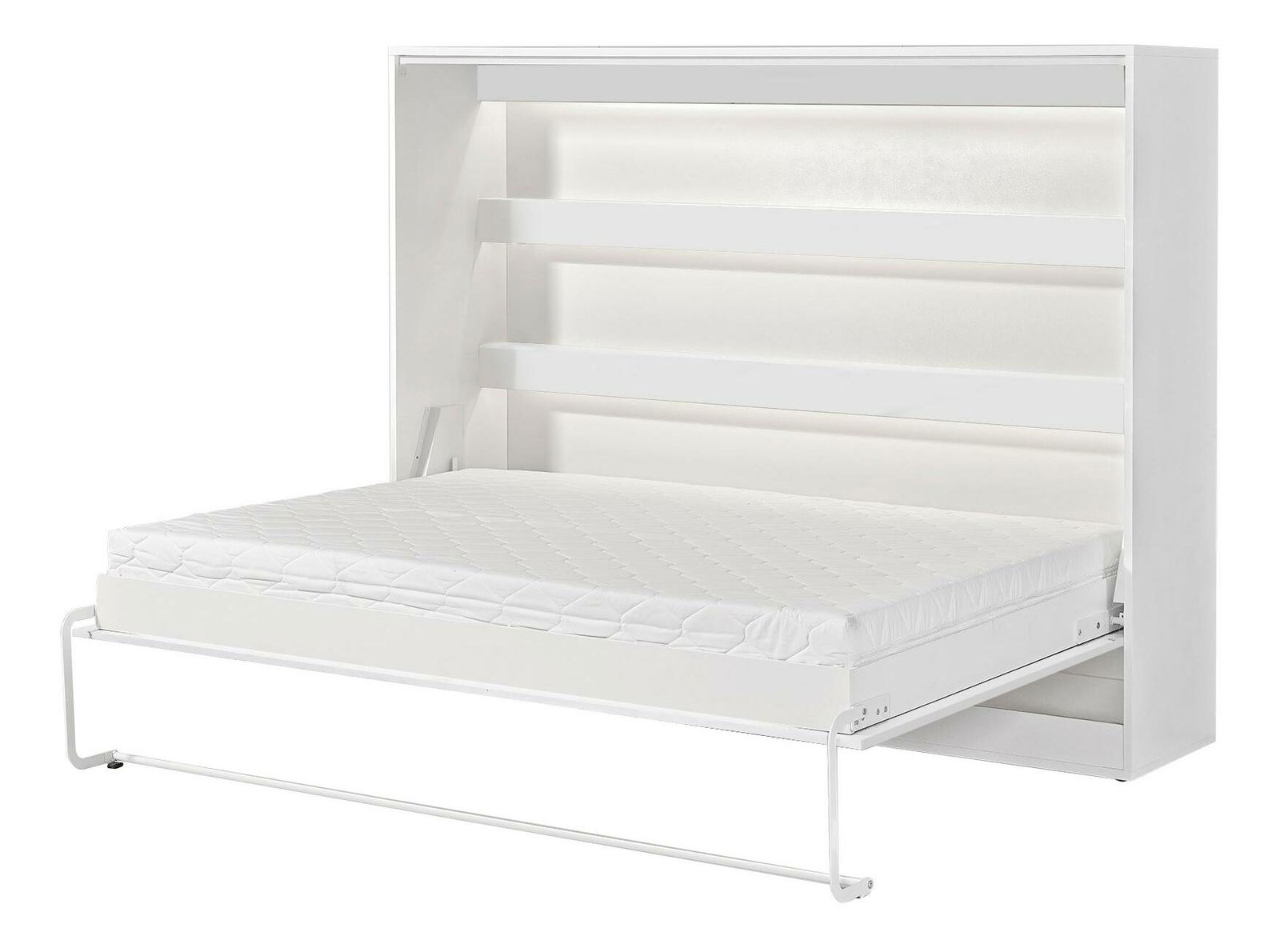 Sklápacia posteľ 140 Perfecto II (biela + biela + čierna) (horizontálna) (bez osvetlenia)