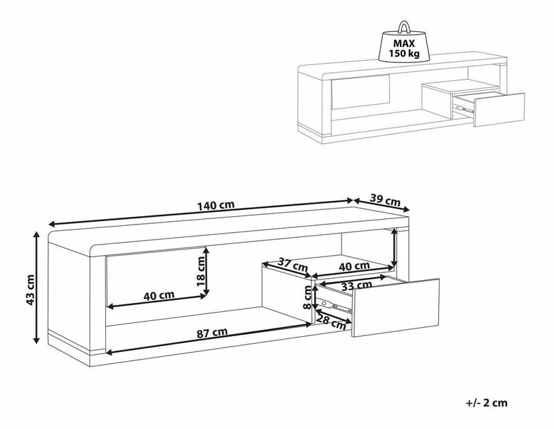 TV stolík/skrinka Selbee (biela) 