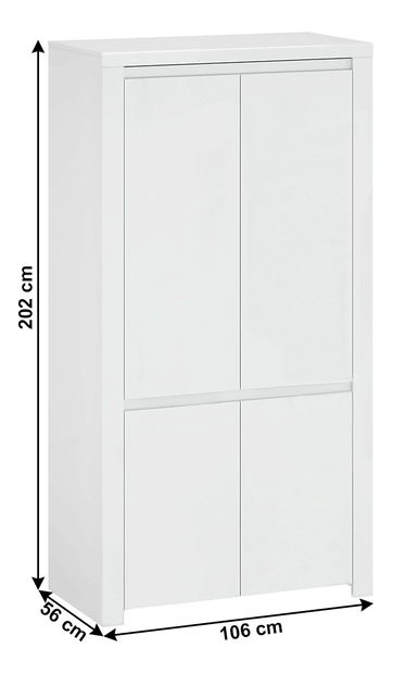 Ruhásszekrény Lafer 4D (fehér fényű)