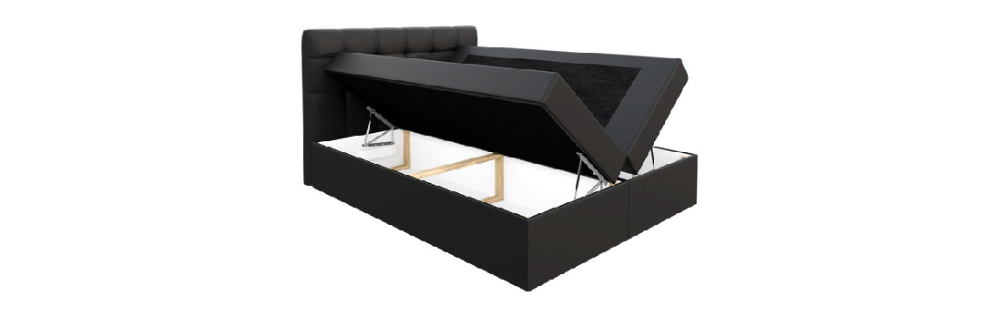 Manželská posteľ Boxspring Kennedy (140x200) (ekokoža Soft 011 (čierna))