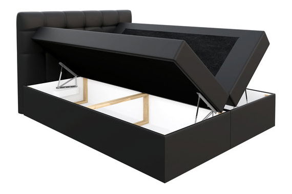 Pat matrimonial Boxspring Kennedy (160x200) (piele ecologică Soft 017 (Alb))