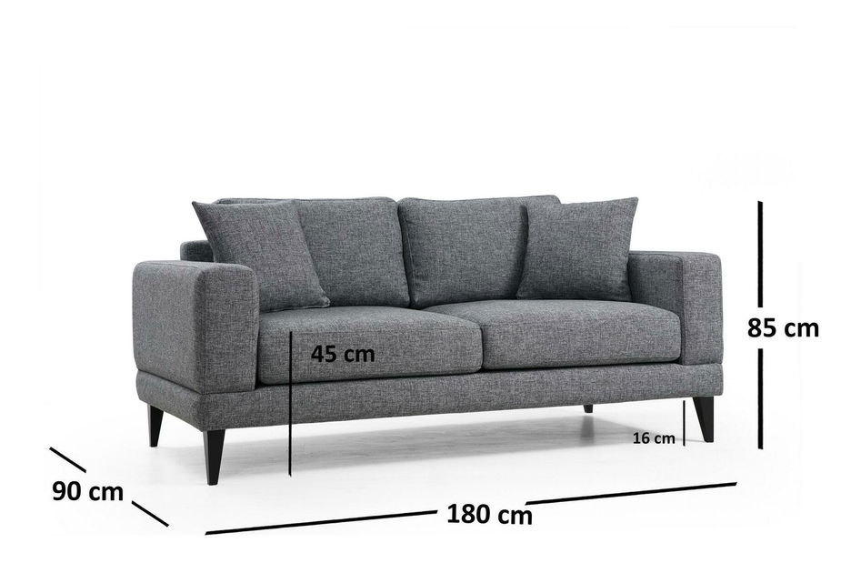 Kétszemélyes kanapé Noro (sötétszürke + fekete)