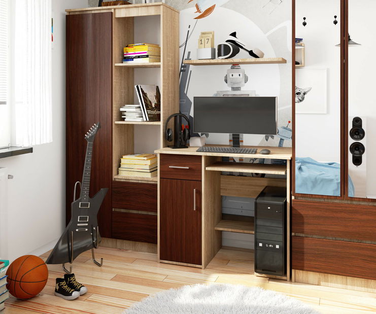 Masă PC Jaloms (Stejar sonoma + wenge)