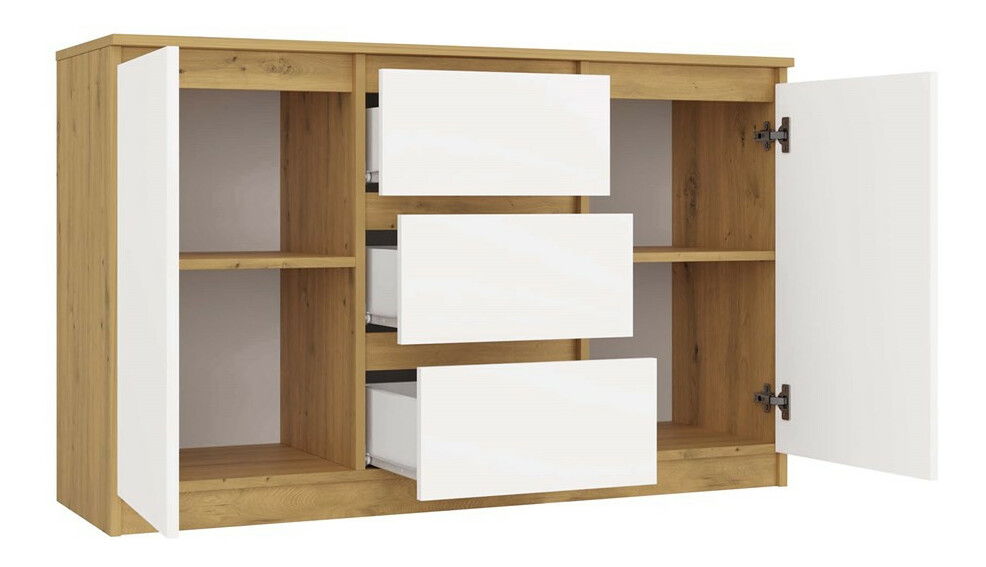 Comodă Musecalo 11 (stejar artisan + alb)