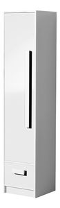 Policová skriňa Rowan RL4 (biela + biela lesklá + sivá)