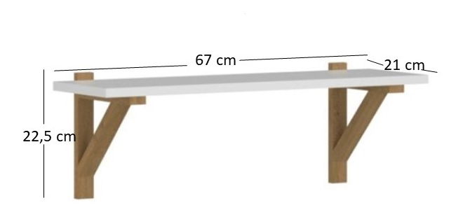 Polc 65 cm Nickole (fehér + kőtölgy)
