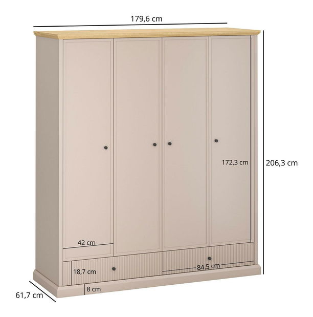 Ormar za garderobu Indices 2 (taupe + kameni hrast) 