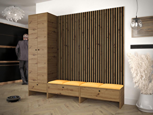 Mobilier hol Esmaldos VI (Stejar artisan + Negru + Galben) 