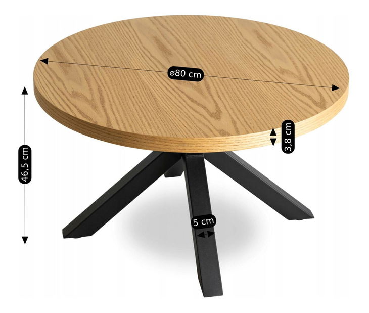 Stolić za kavu Ligamentos (zlatni hrast + crna) 