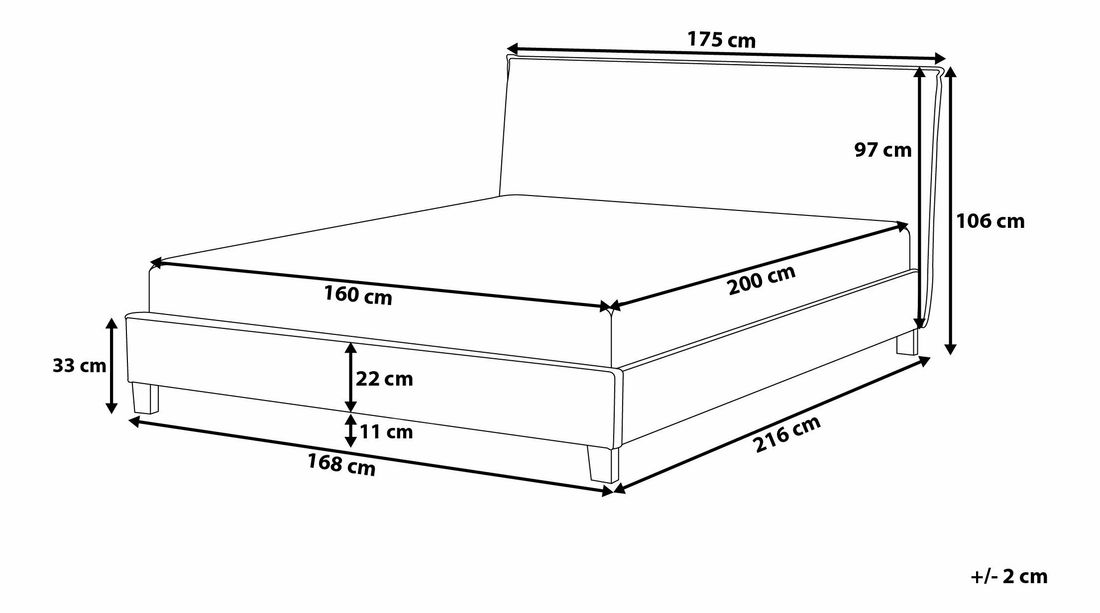 Pat matrimonial 160 cm SANCHEZ (cu somieră) (bej)