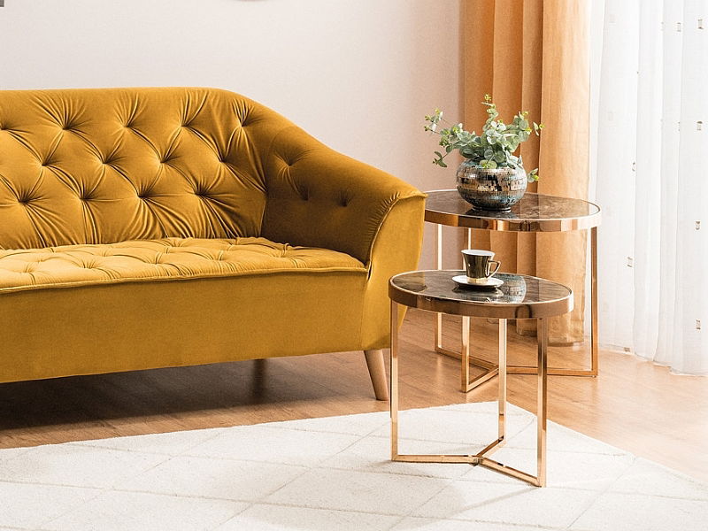 Konferenčný stolík Danae (mramor + zlatá)