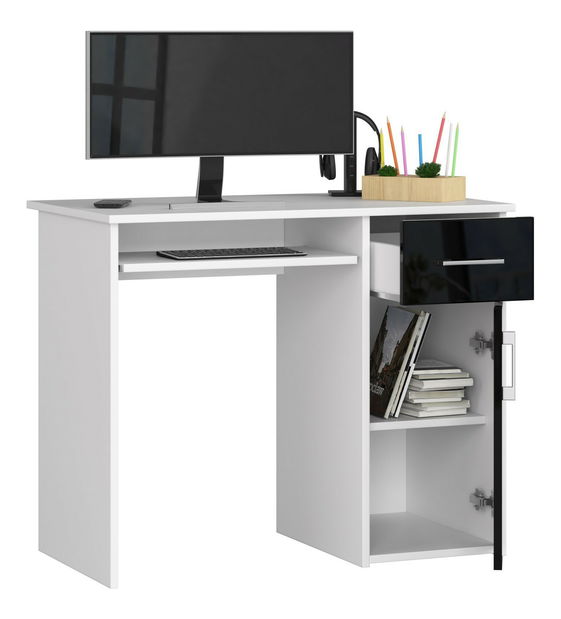 PC stolík Padma (biela + čierny lesk)