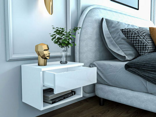 Noptieră suspendată Amarilda (negru + negru lucios) *vânzare stoc