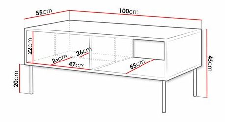 Dohányzóasztal Hermano (fekete + warnia dió) 