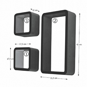 Polc Trinity (fekete) (3 db.)