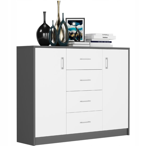 Komoda Unedia (antracit + biela)