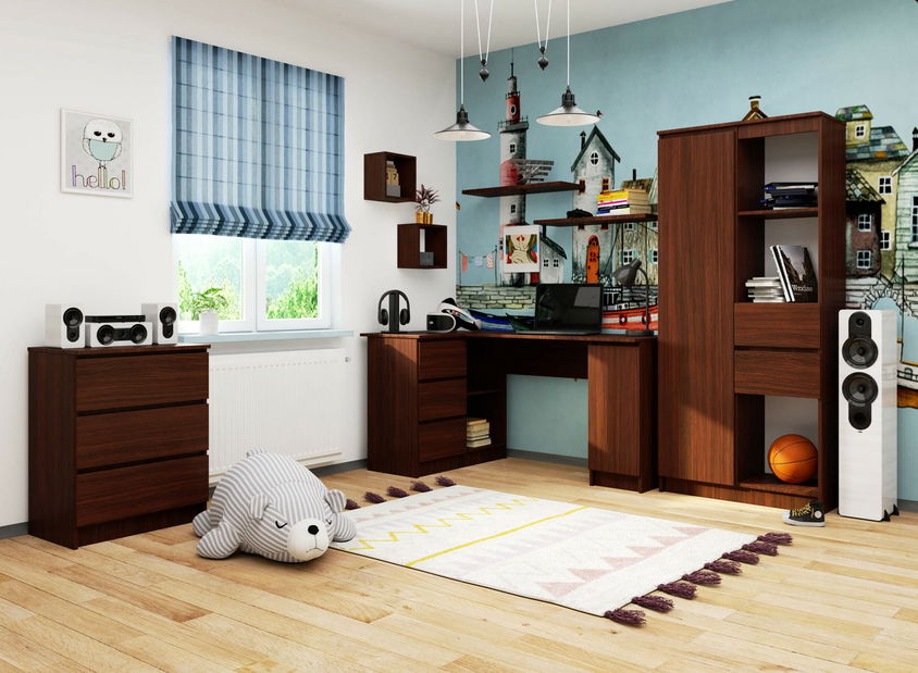 Rohový PC stolík Bevin (wenge) (L)