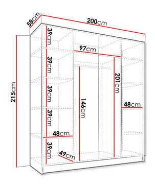 Ormar za garderobu Sezalos II (kašmir + zlatna) (s ogledalom)