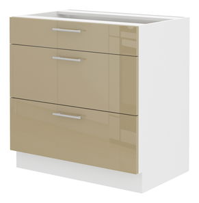 Dulap inferior de bucătărie Lavera 80 D 3S BB (Alb + Luciu cappucino)