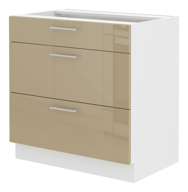 Alsó konyhaszekrény Lavera 80 D 3S BB (fehér + fényes cappucino)