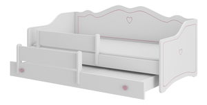 Dječji krevet na razvlačenje 160x80 cm Ester II (s podnicom i madracem) (bijela + ružičasta)